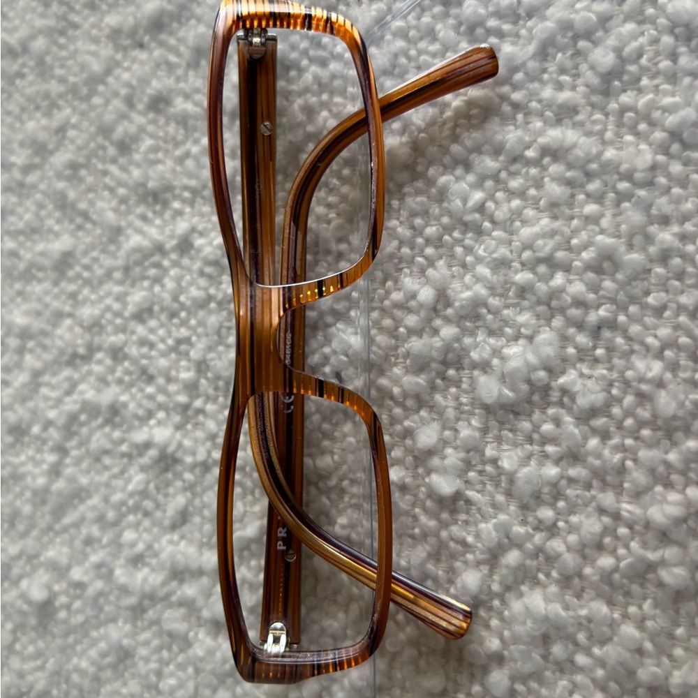 Prada Brown Striped Rectangular Glasses - image 1
